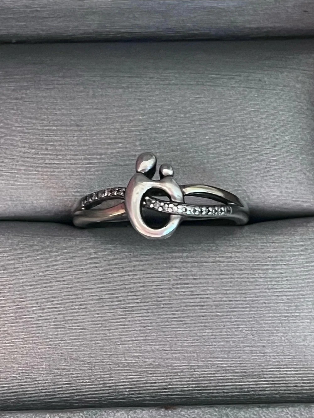 Mother Child Ring 1/20 ct tw Diamond Sterling Silver 10K Gold sz 6.5 2.5g tw